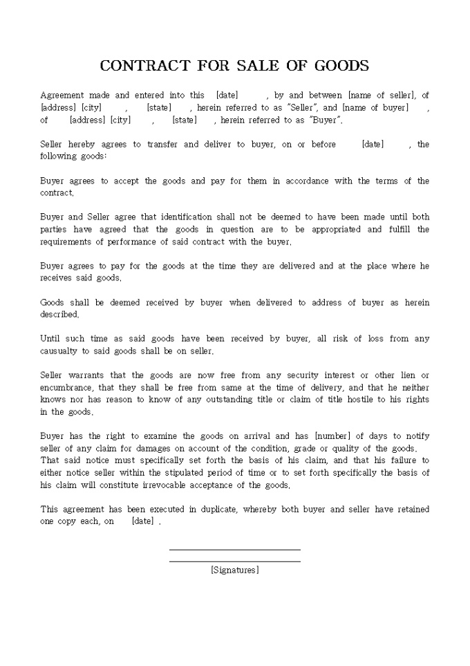 CONTRACT FOR SALE OF GOODS2 미리보기