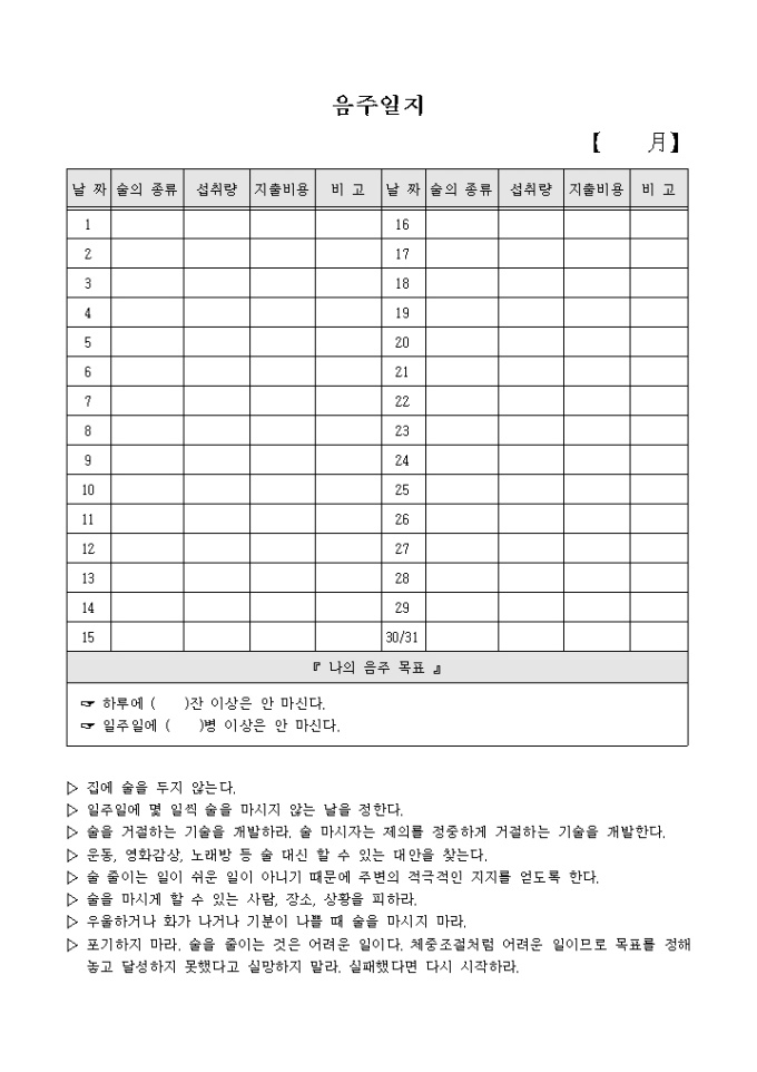 음주관리일지 미리보기