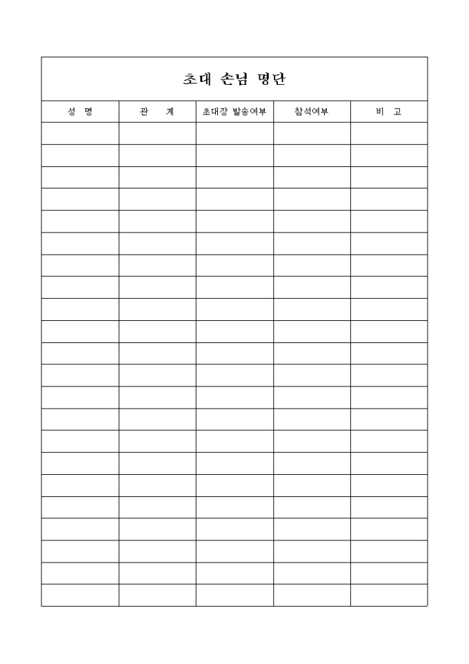 돌잔치 초대손님 명단 미리보기