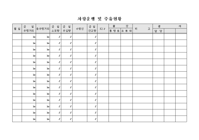 차량운행 및 주유현황1 미리보기