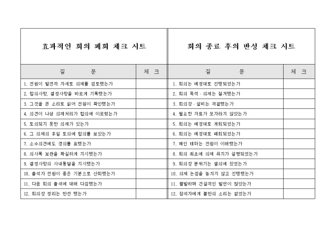 회의폐회 체크시트 미리보기