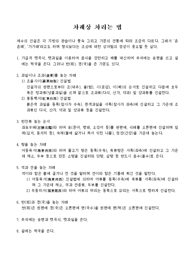 차례상 차리는 법 미리보기