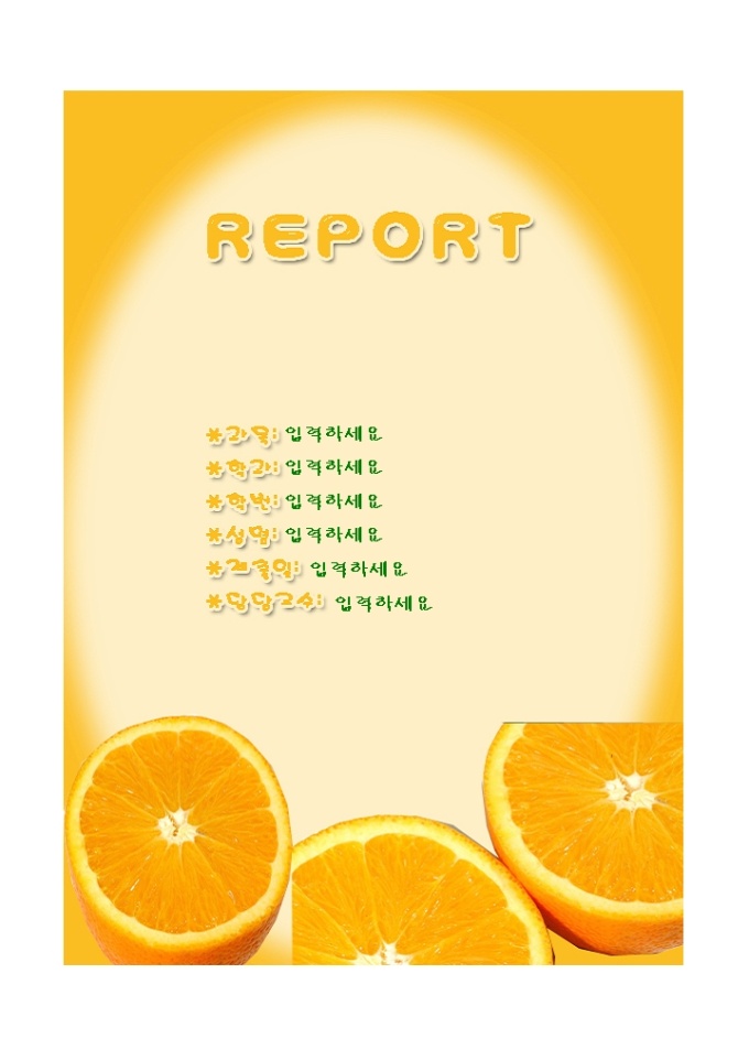 레포트표지(상큼한오렌지그림과 옐로우배경) 미리보기