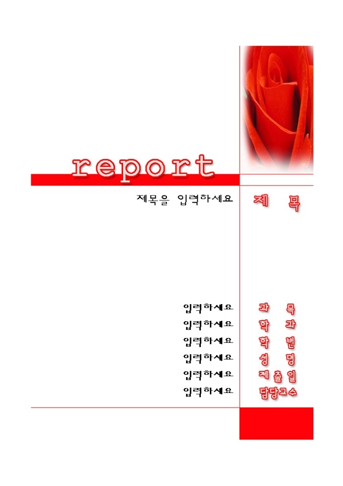 레포트표지(심플한 빨간장미) 미리보기