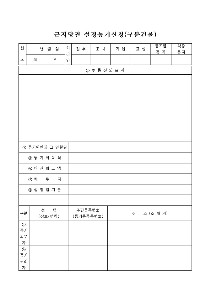 근저당권 설정등기신청(구분건물) 미리보기