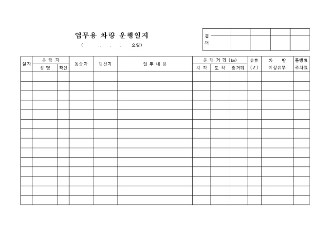 차량운행일지(업무용) 미리보기