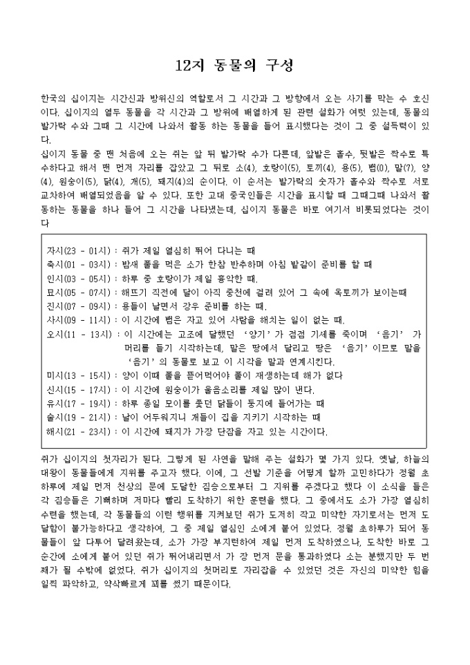 12지 동물의 구성 미리보기