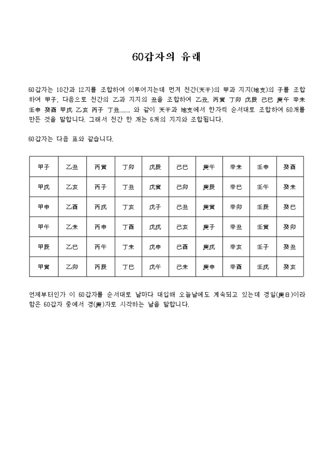 60갑자 유래 미리보기