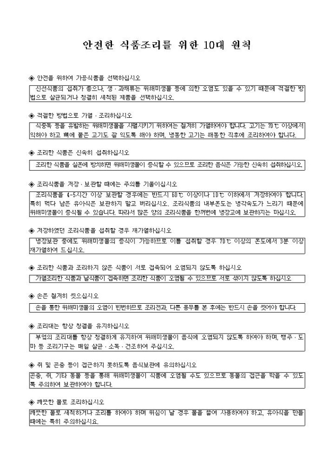 안전한 식품조리를위한 10대 원칙 미리보기