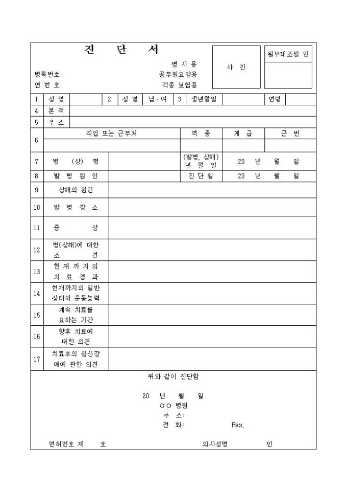 병사용진단서 미리보기