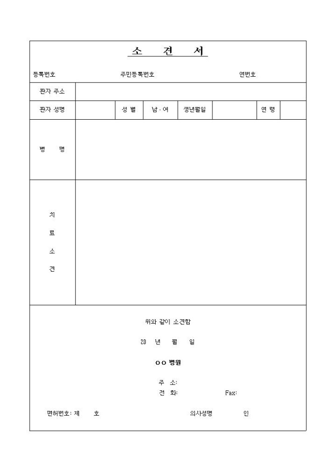 소견서(병원) 미리보기
