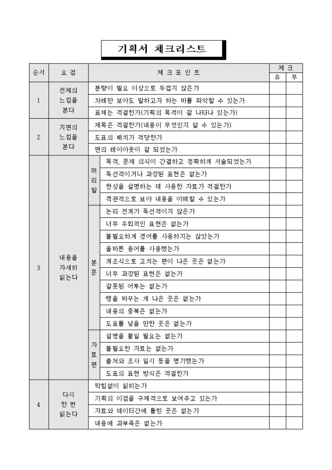 기획서 체크리스트 미리보기
