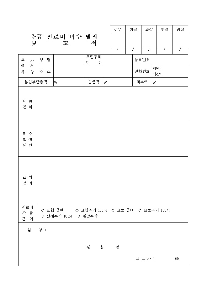 응급진료비미수발생 보고서 미리보기