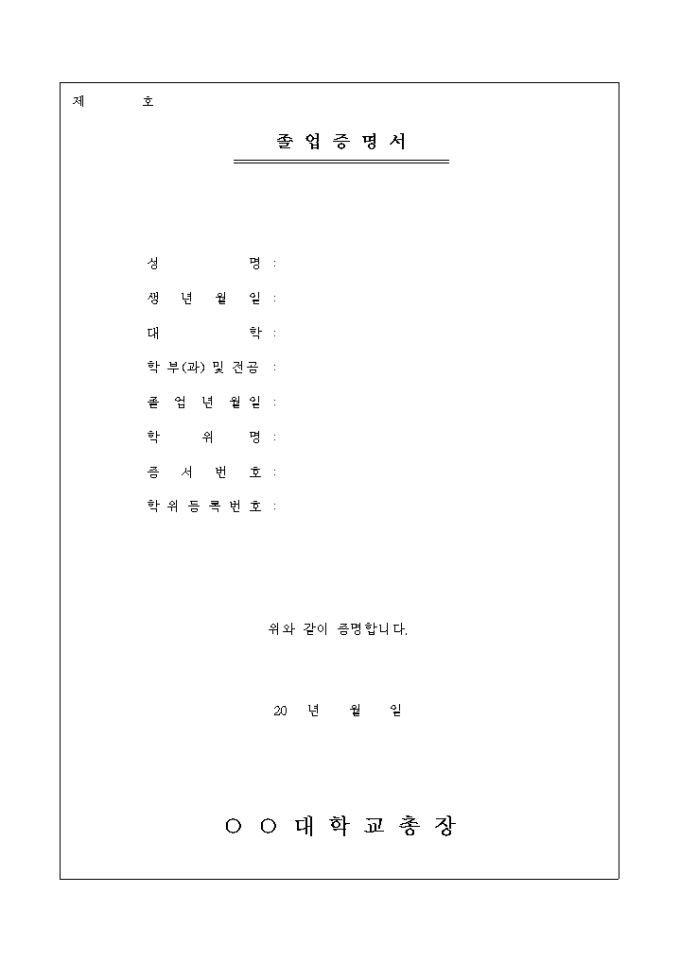 대학교 졸업증명서 미리보기