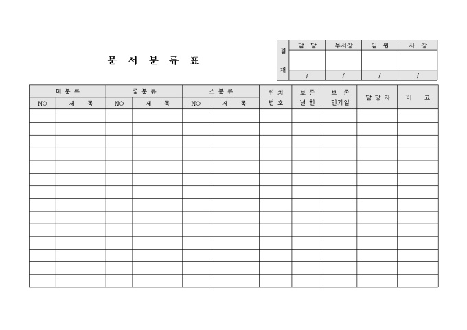 문서분류표 미리보기
