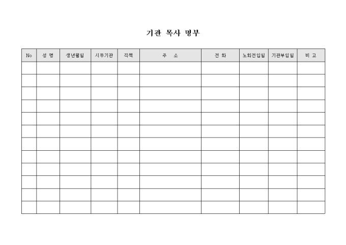교회 기관 목사 명부 미리보기