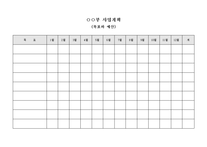 교회 부서별 사업 계획(목표와 예산) 미리보기