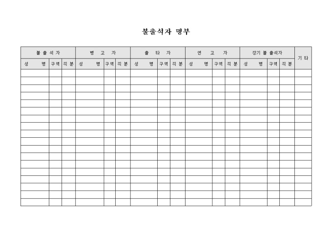 교회 불출석자 명부 미리보기