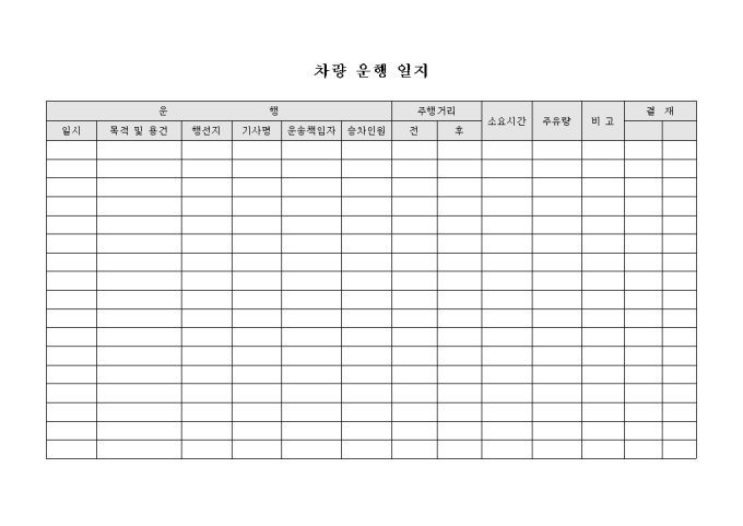 교회 차량 운행 일지(용건, 승차인원) 미리보기