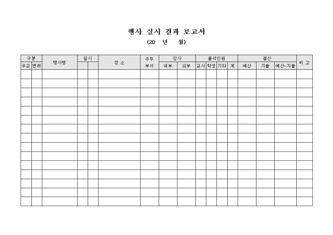 교회 행사 실시 결과 보고서 미리보기