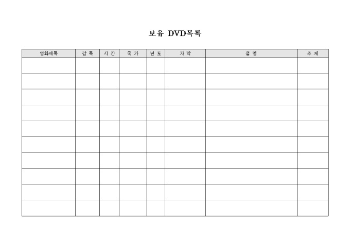 보유 DVD목록(상세내용) 미리보기