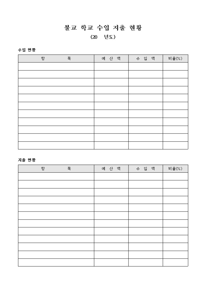 불교 학교 수입 지출 현황 미리보기