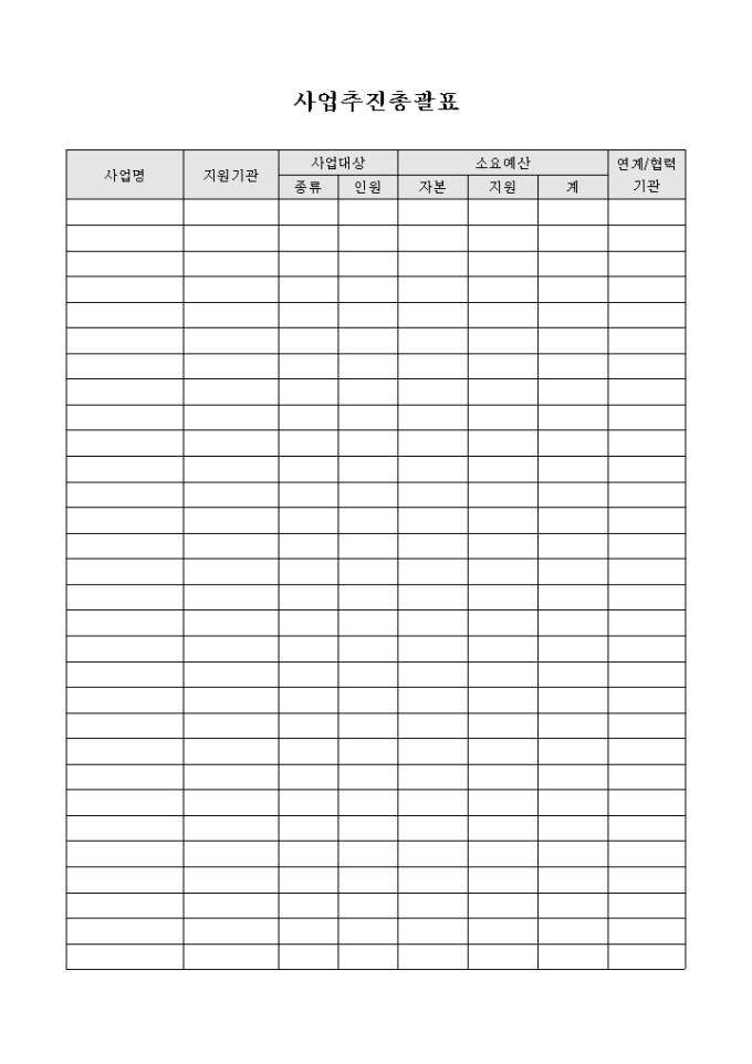 사업추진총괄표 미리보기