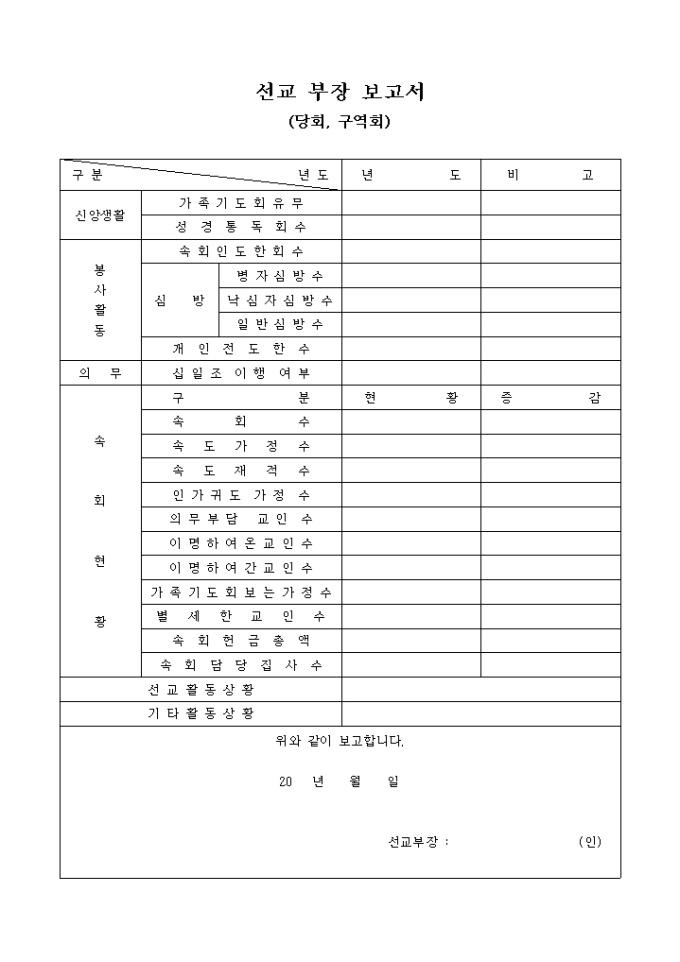 선교 부장 보고서(당회 구역회) 미리보기