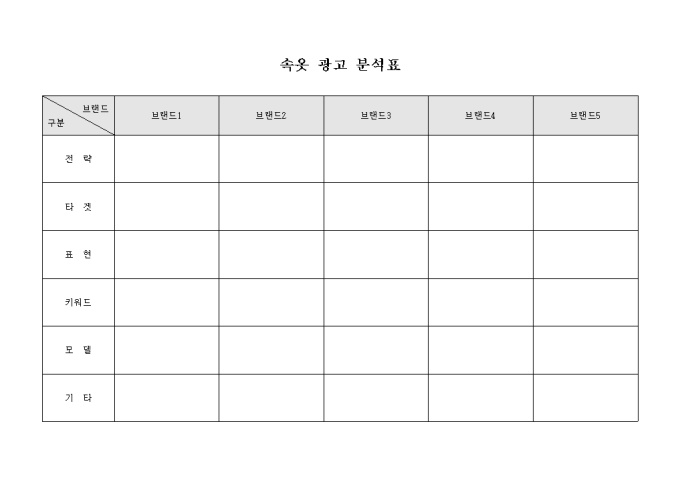 속옷 광고 분석표 미리보기
