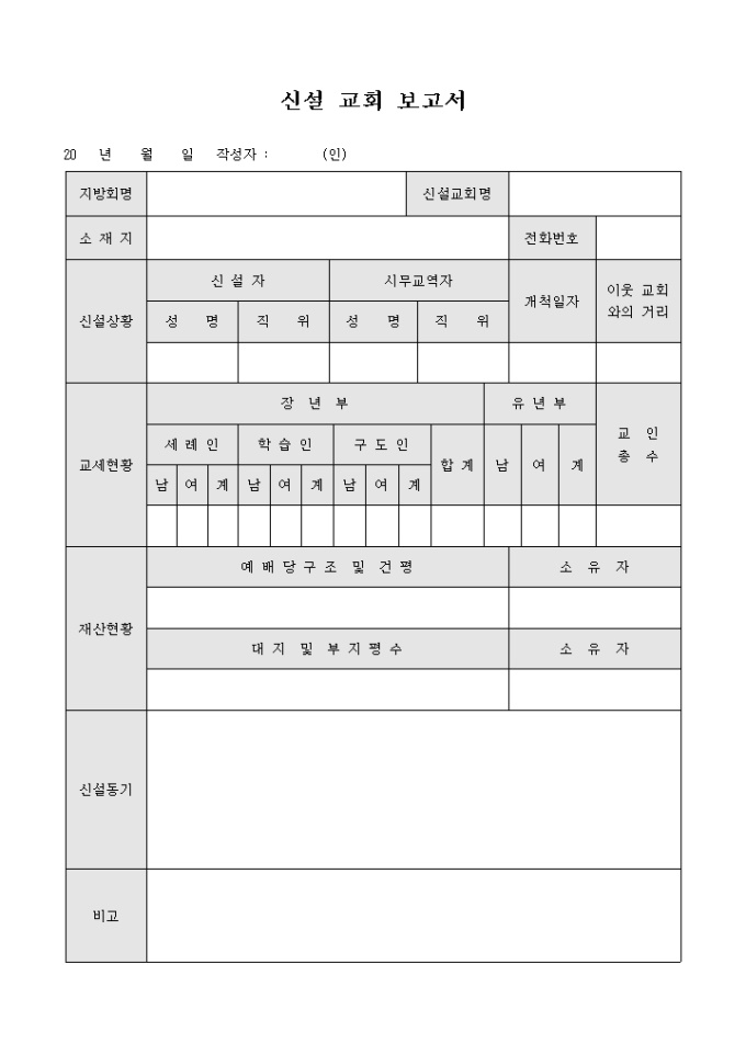 신설 교회 보고서 미리보기