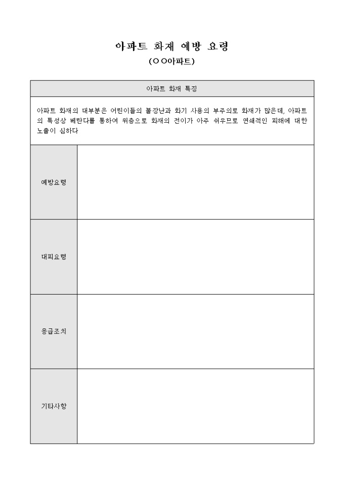 아파트 화재예방 요령 미리보기