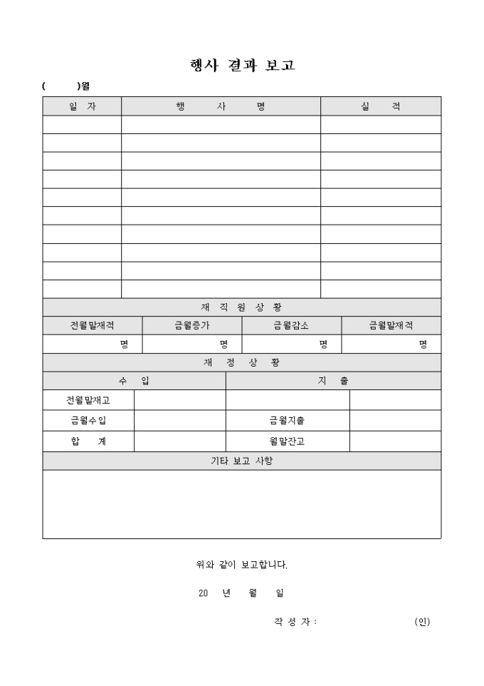 월 행사 결과 보고(교회) 미리보기