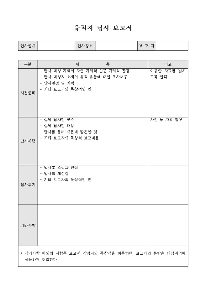 유적지 답사 보고서 미리보기
