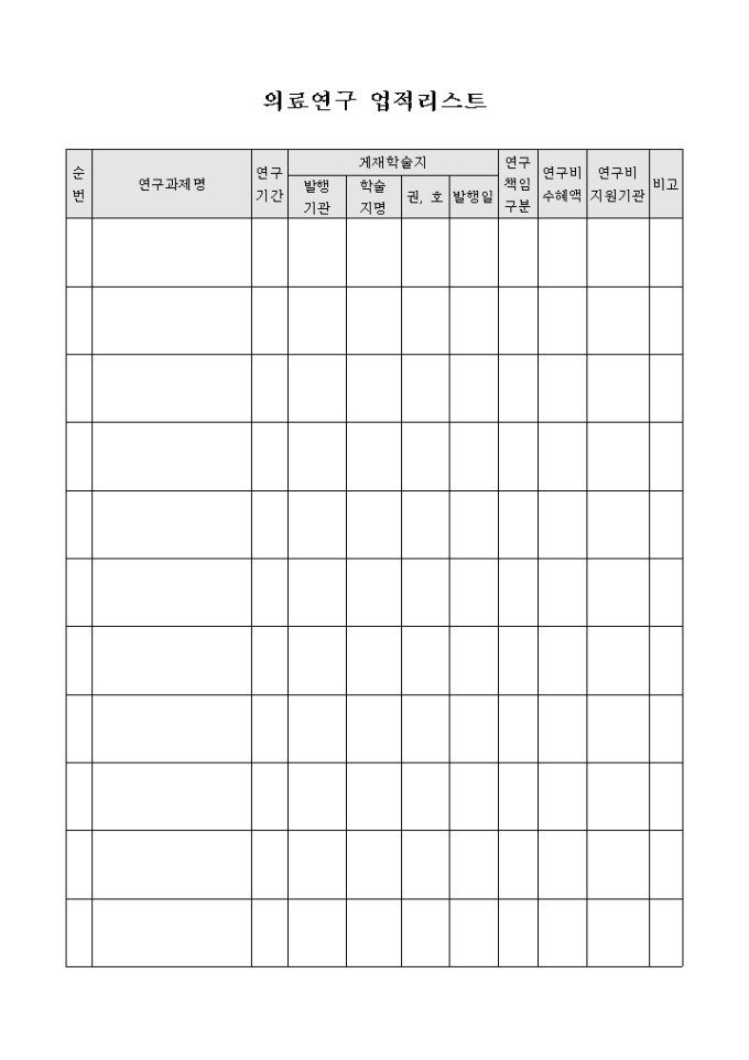 의료 연구 업적 리스트 미리보기