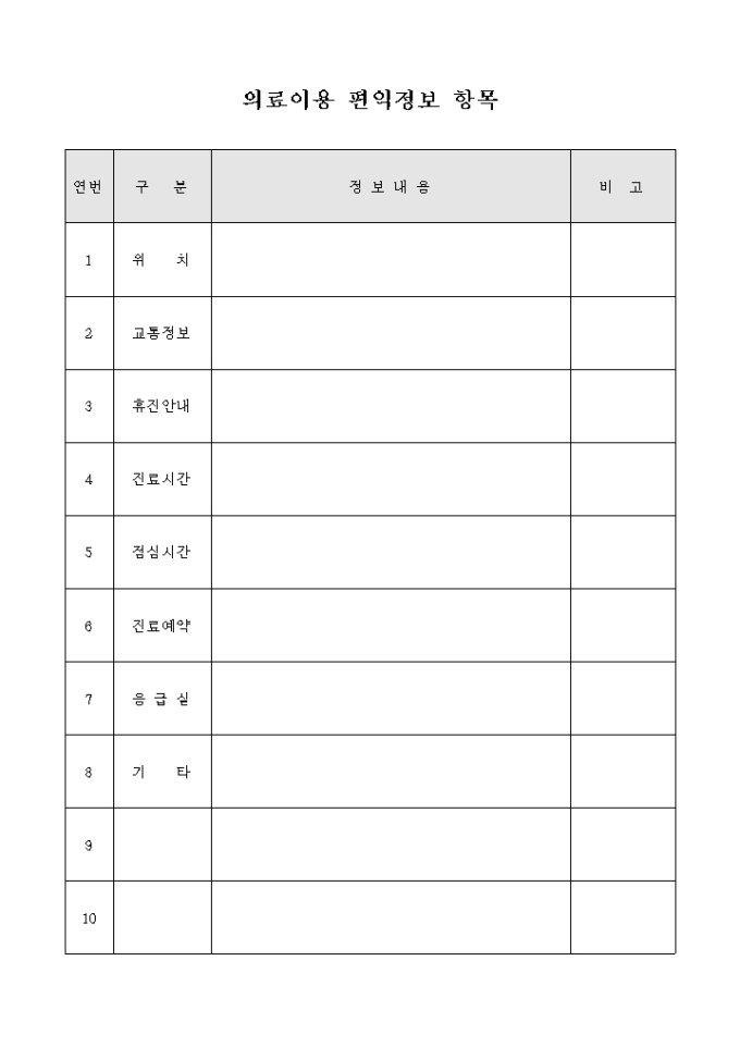 의료 이용 편익 정보 항목 미리보기