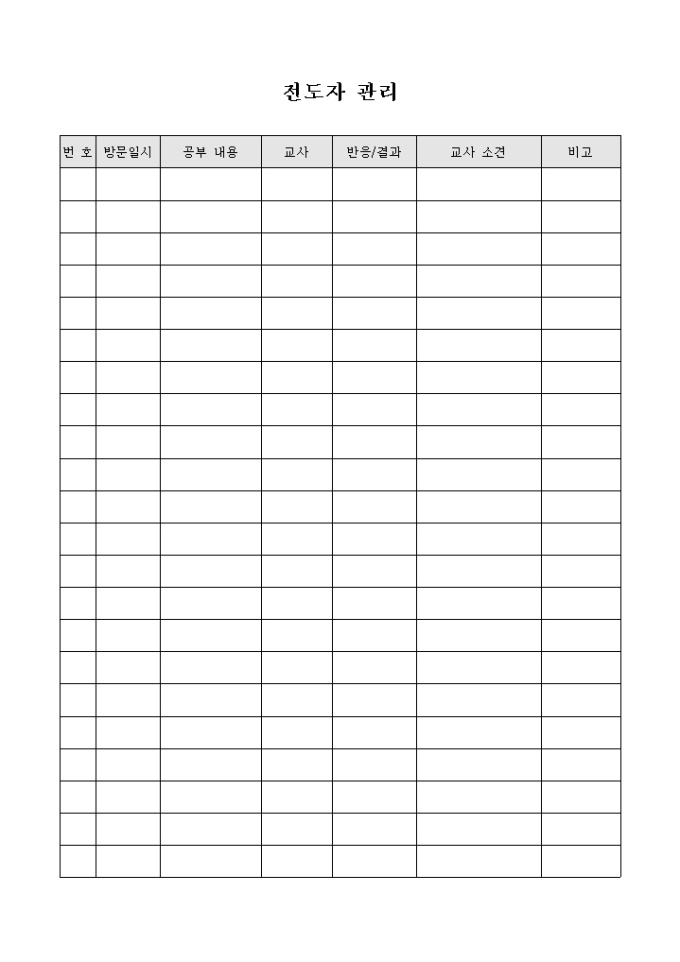 전도자 관리 대장(교회) 미리보기