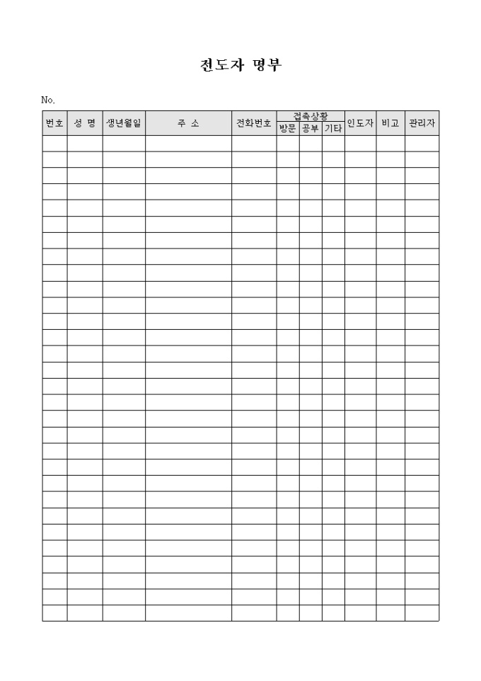 전도자 명부(교회) 미리보기