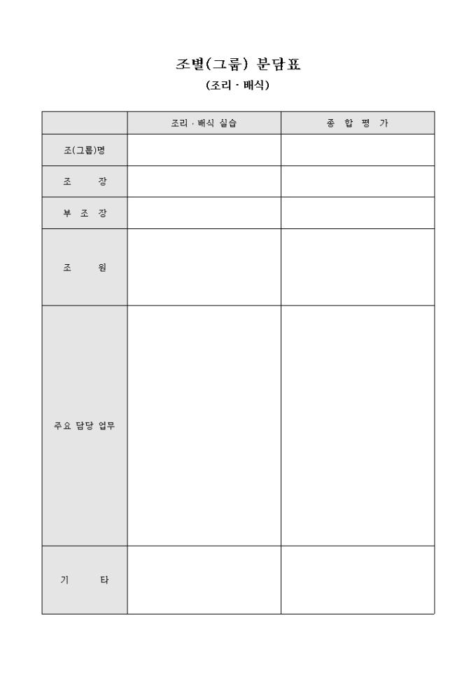 조별(그룹)분담표(조리·배식) 미리보기