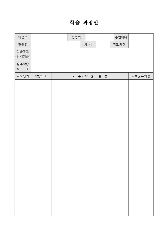 패션학습 과정안(양식) 미리보기
