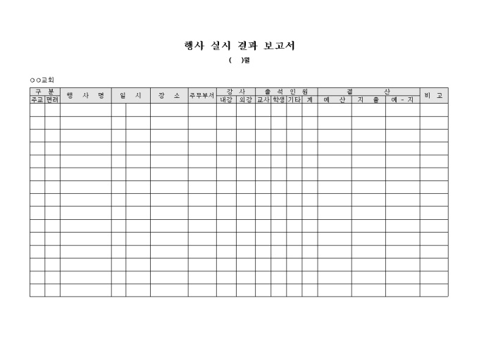 행사 실시 결과 보고서(교회) 미리보기