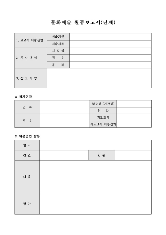 문화예술 활동보고서(단체) 미리보기