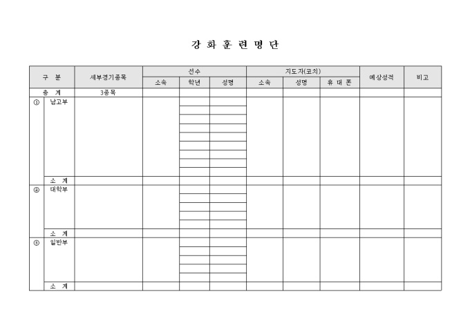 강화 훈련 명단 미리보기