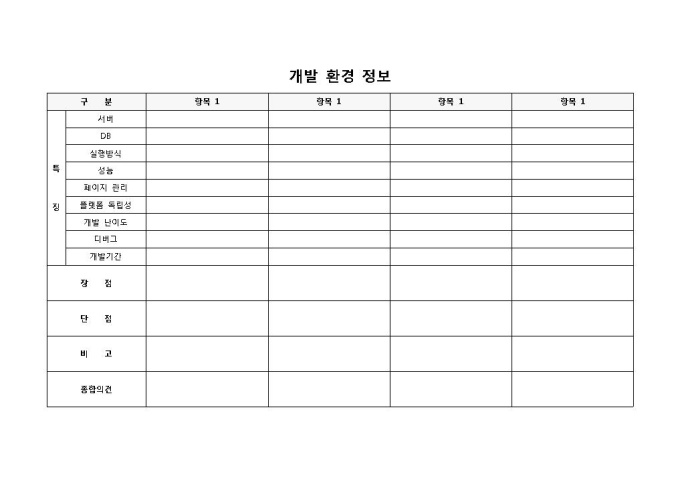 개발환경정보(양식) 미리보기