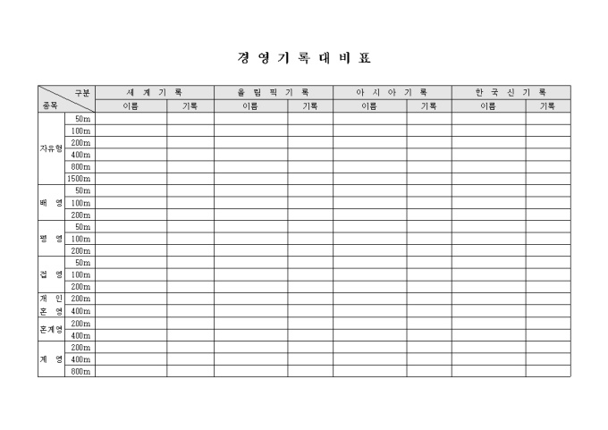 경영 기록 대비표 미리보기