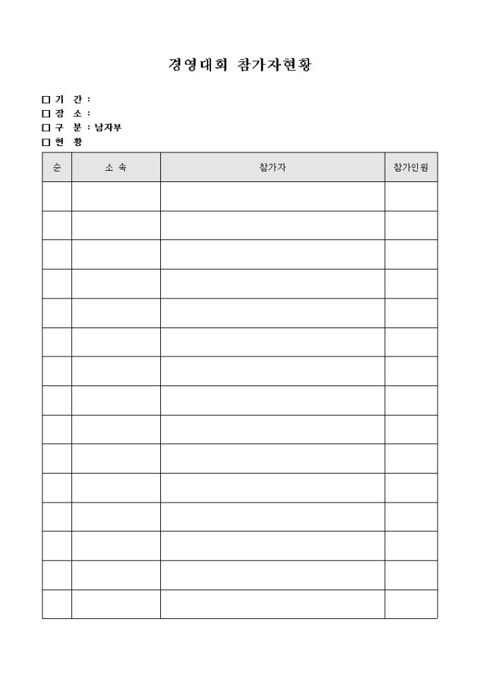 경영 대회 참가자 현황 미리보기