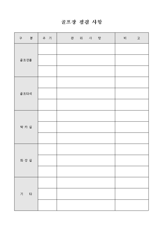 골프장 점검 사항 미리보기