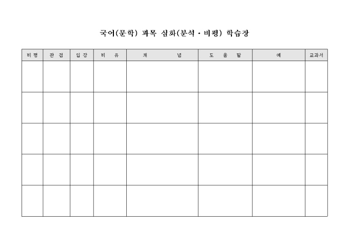 국어(문학)과목 심화(분석·비평)학습장 미리보기