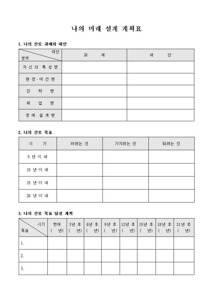 나의 미래 설계 계획표 미리보기