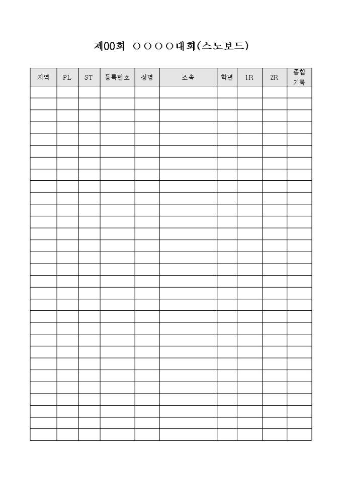 대회 기록표(스노보드) 미리보기