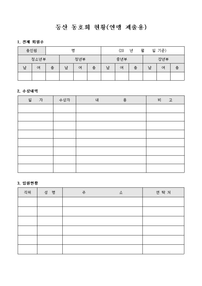 등산 동호회 현황(연맹 제출용) 미리보기